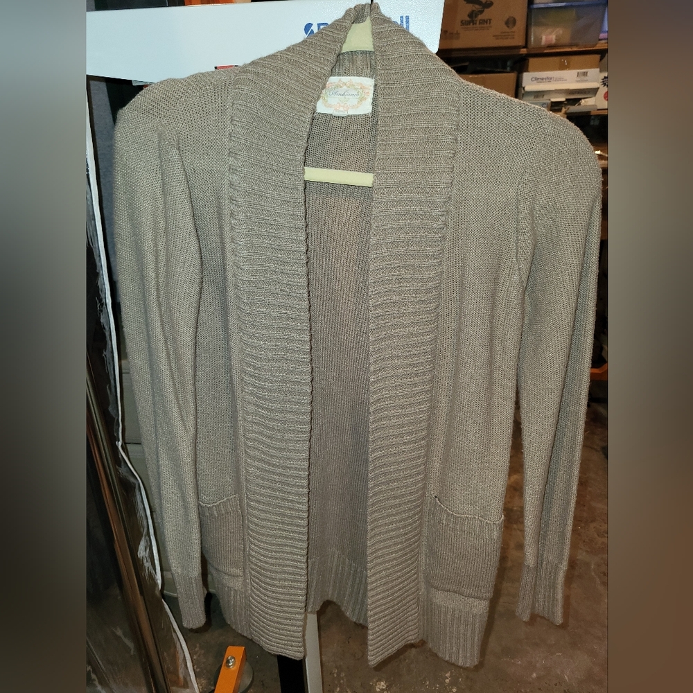 Womens Ambiance Men's Beige Cardigan Sweater